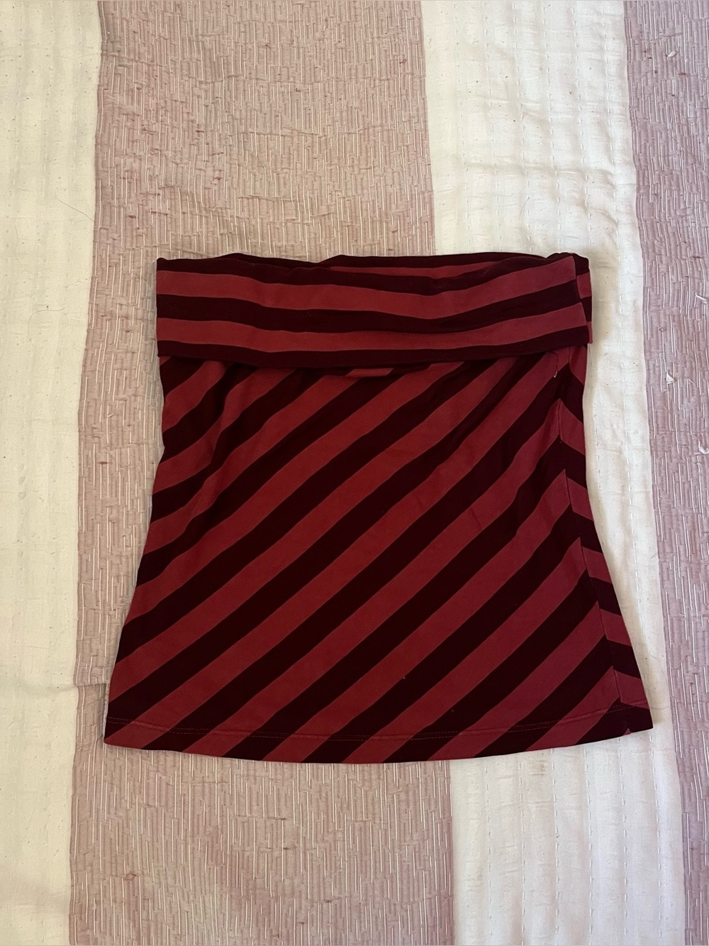 Y2K 2000s foldover Red stripped mini skirt size L